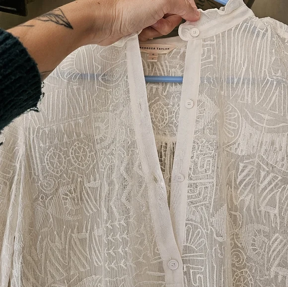 Rebecca Taylor Silk Aztec Embroidered Blouse - Picture 4 of 8